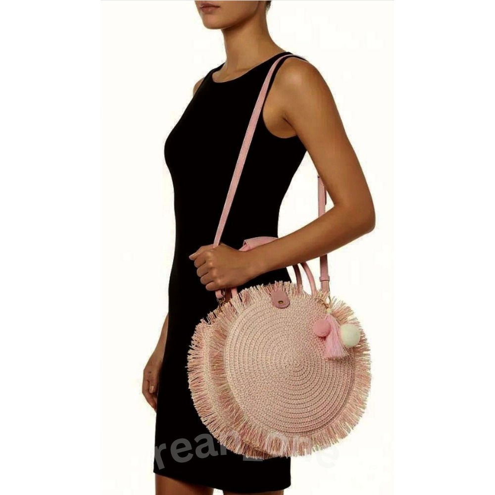 Most Wanted Design By Carlos Souza Women's Circle Straw Bag, Pink NWT - Picture 1 of 13